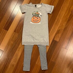 Instant Message Girls Sz S Cat Dress W/ Sz 7 Striped Leggings - GUC 😻😻